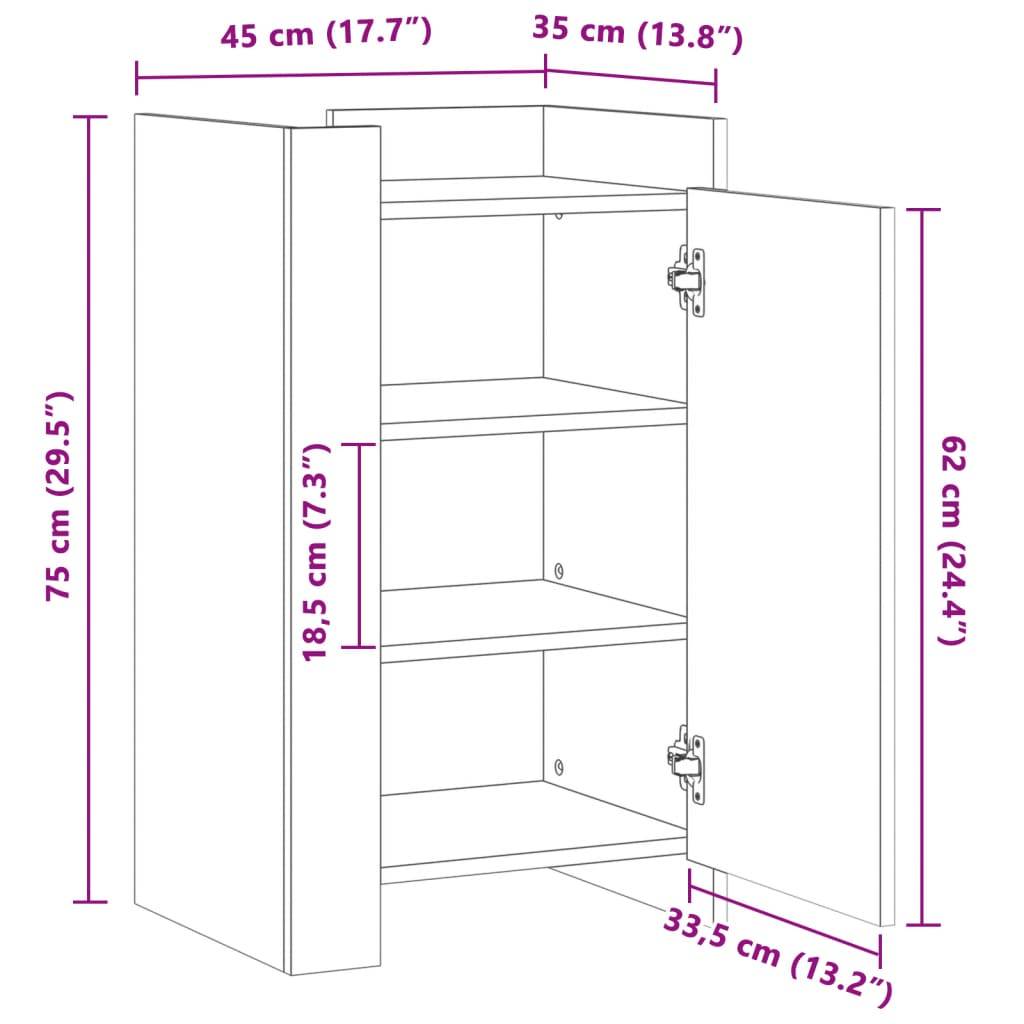vidaXL Sideboard Räuchereiche 45x35x75 cm Holzwerkstoff