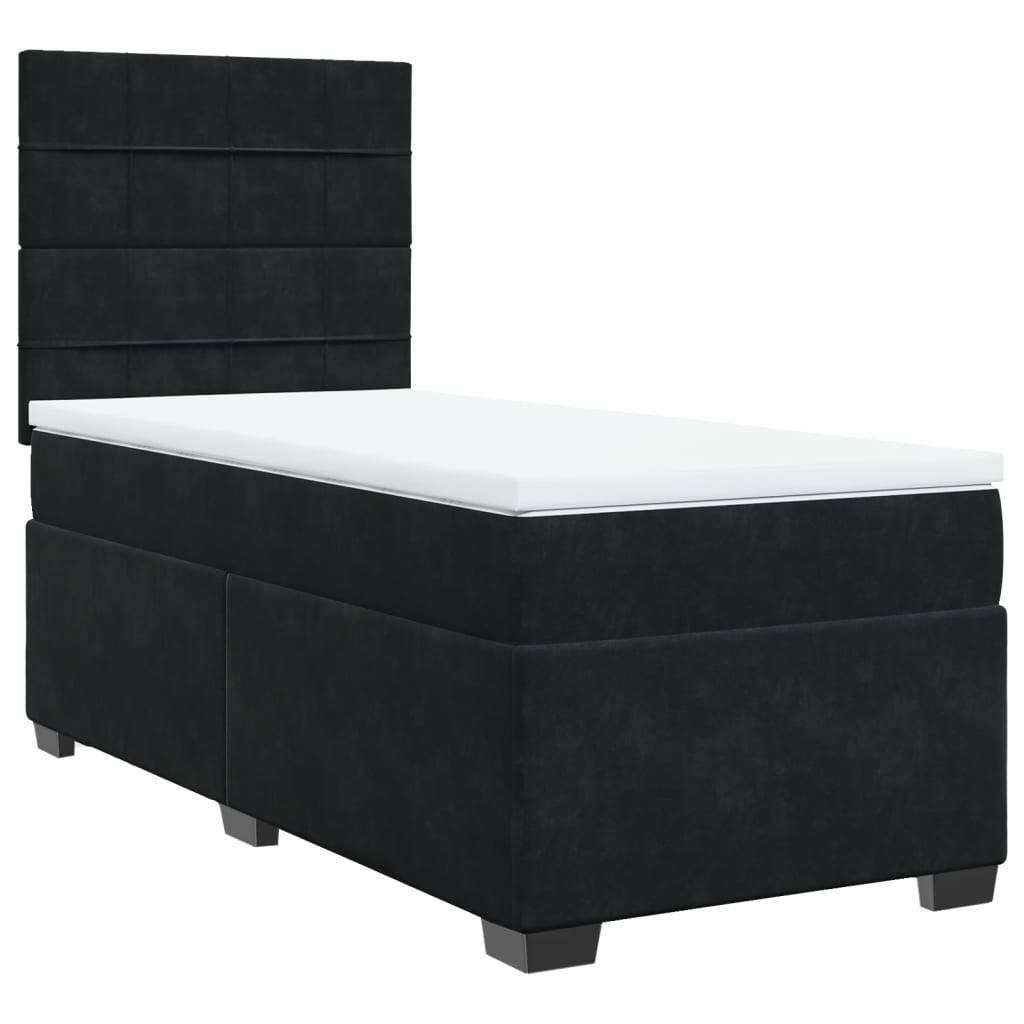 vidaXL Boxspringbett mit Matratze Schwarz 80x200 cm Samt