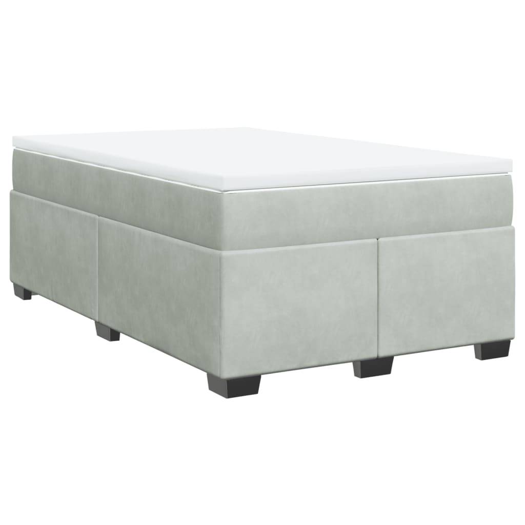 vidaXL Boxspringbett mit Matratze Hellgrau 120x190 cm Samt