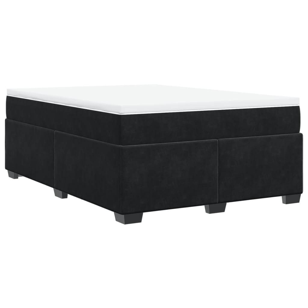 vidaXL Boxspringbett mit Matratze Schwarz 160x200 cm Samt