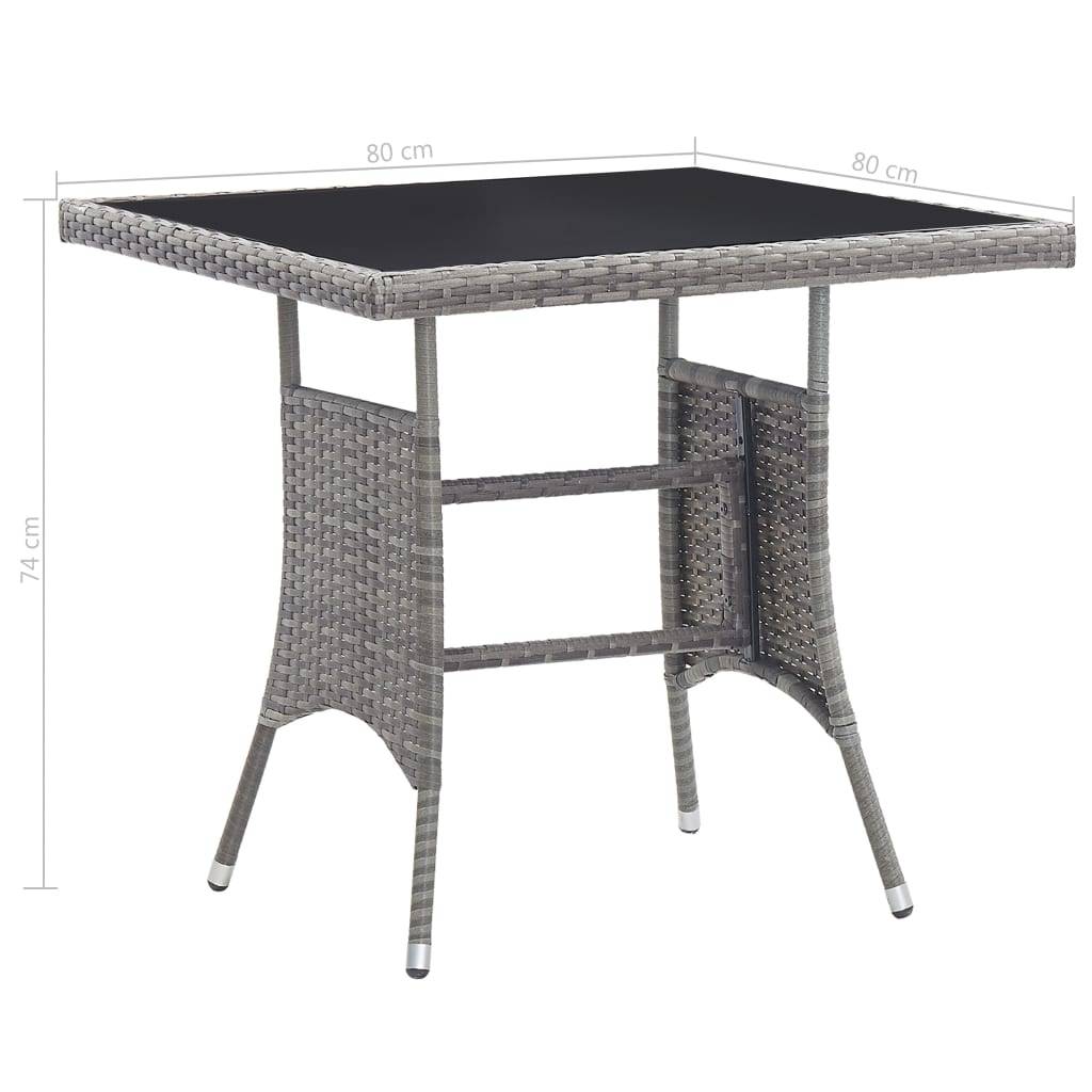 vidaXL Gartentisch Grau 80x80x74 cm Poly Rattan