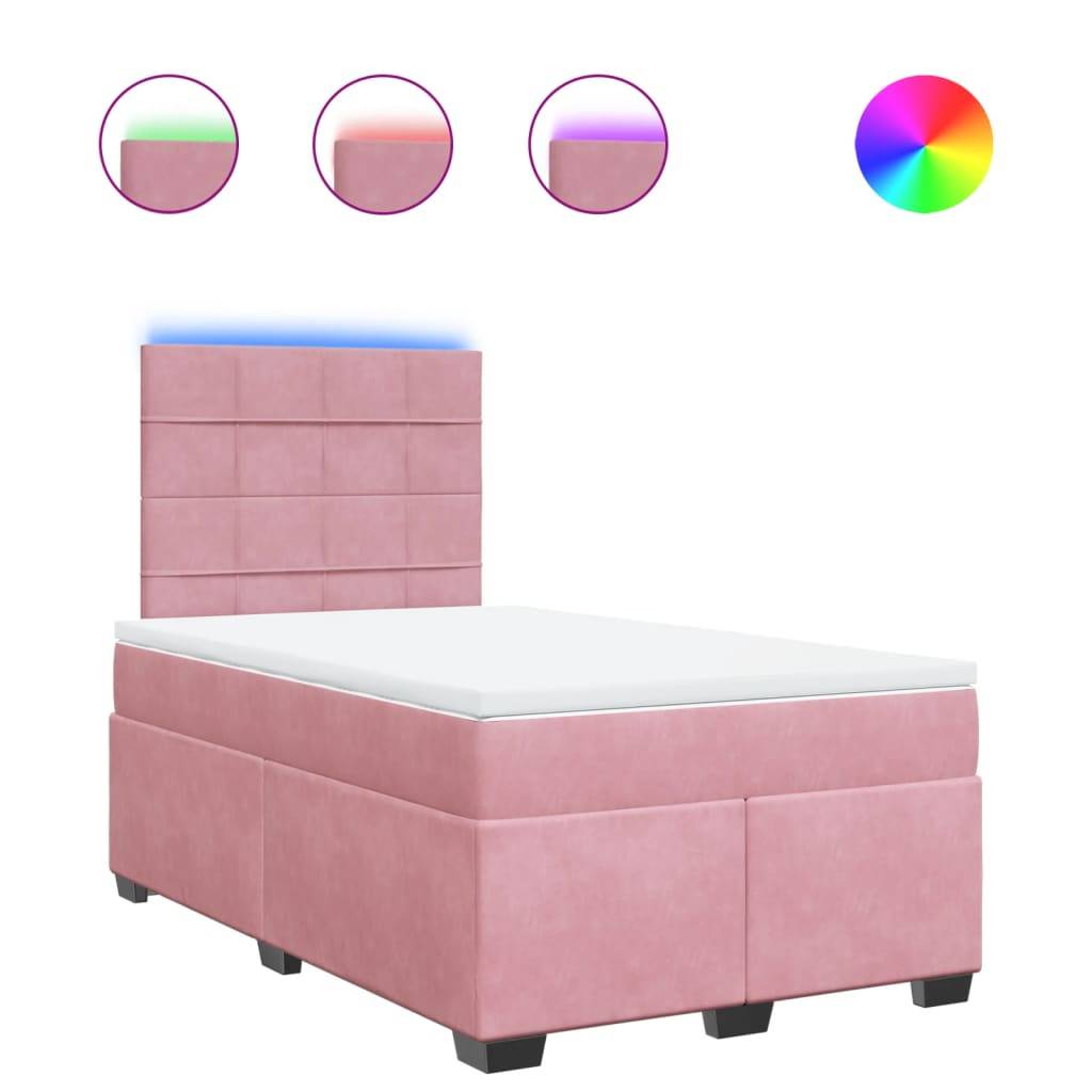 vidaXL Boxspringbett mit Matratze Rosa 120x190 cm Samt
