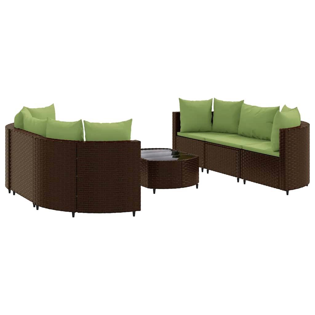 vidaXL 7-tlg. Garten-Sofagarnitur mit Kissen Braun Poly Rattan