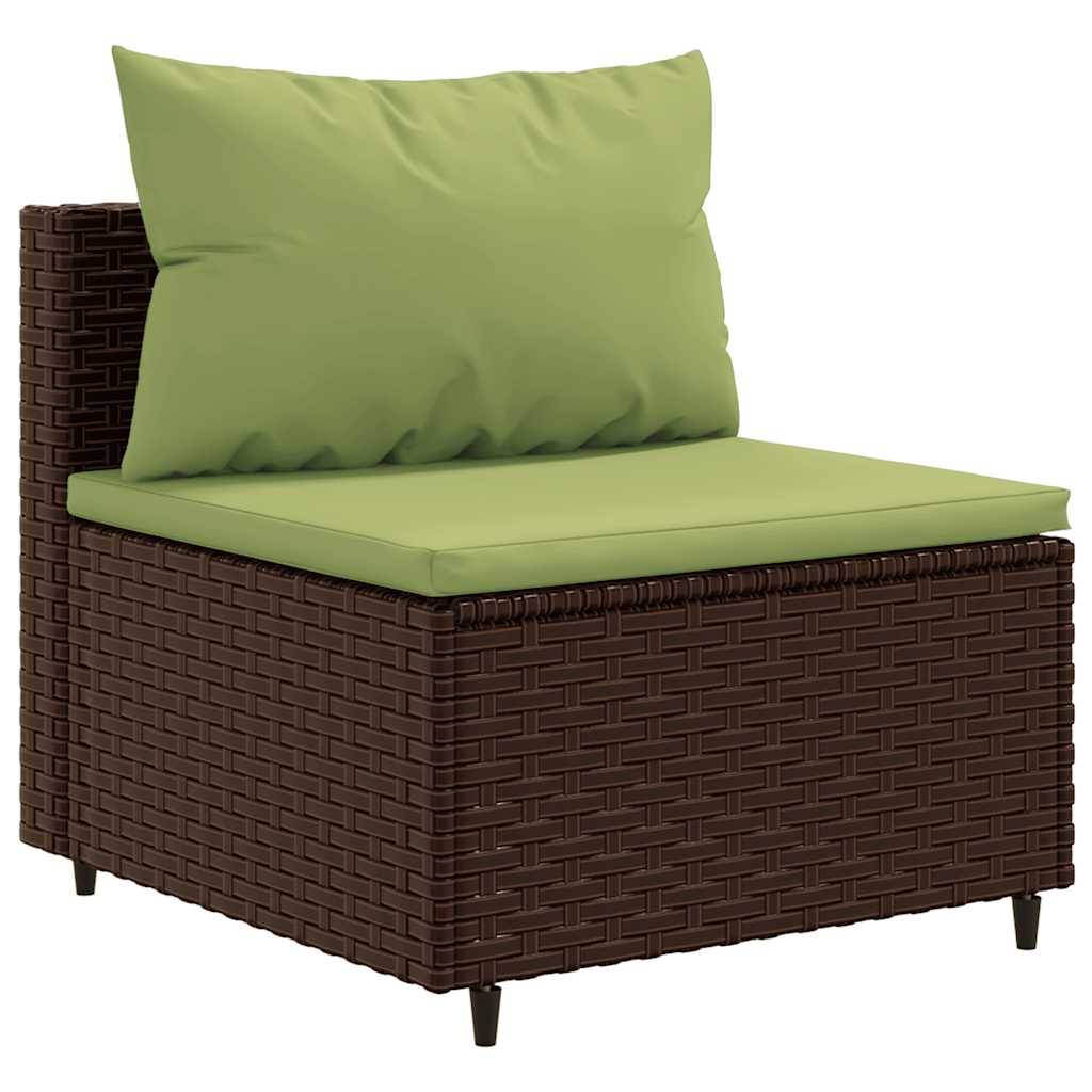 vidaXL 7-tlg. Garten-Sofagarnitur mit Kissen Braun Poly Rattan
