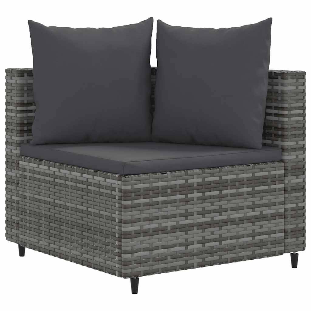 vidaXL 10-tlg. Garten-Sofagarnitur mit Kissen Grau Poly Rattan