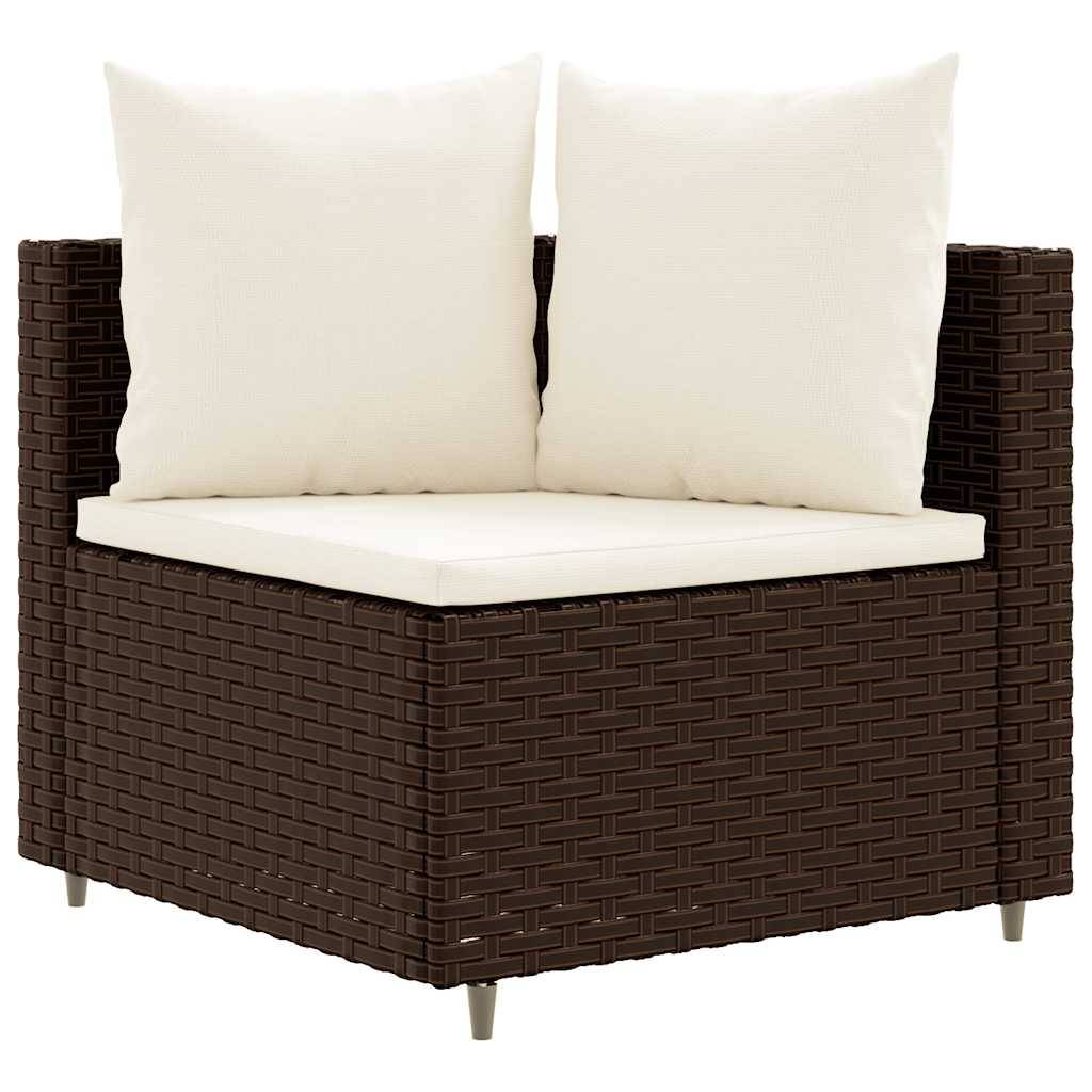 vidaXL 7-tlg. Garten-Sofagarnitur mit Kissen Braun Poly Rattan