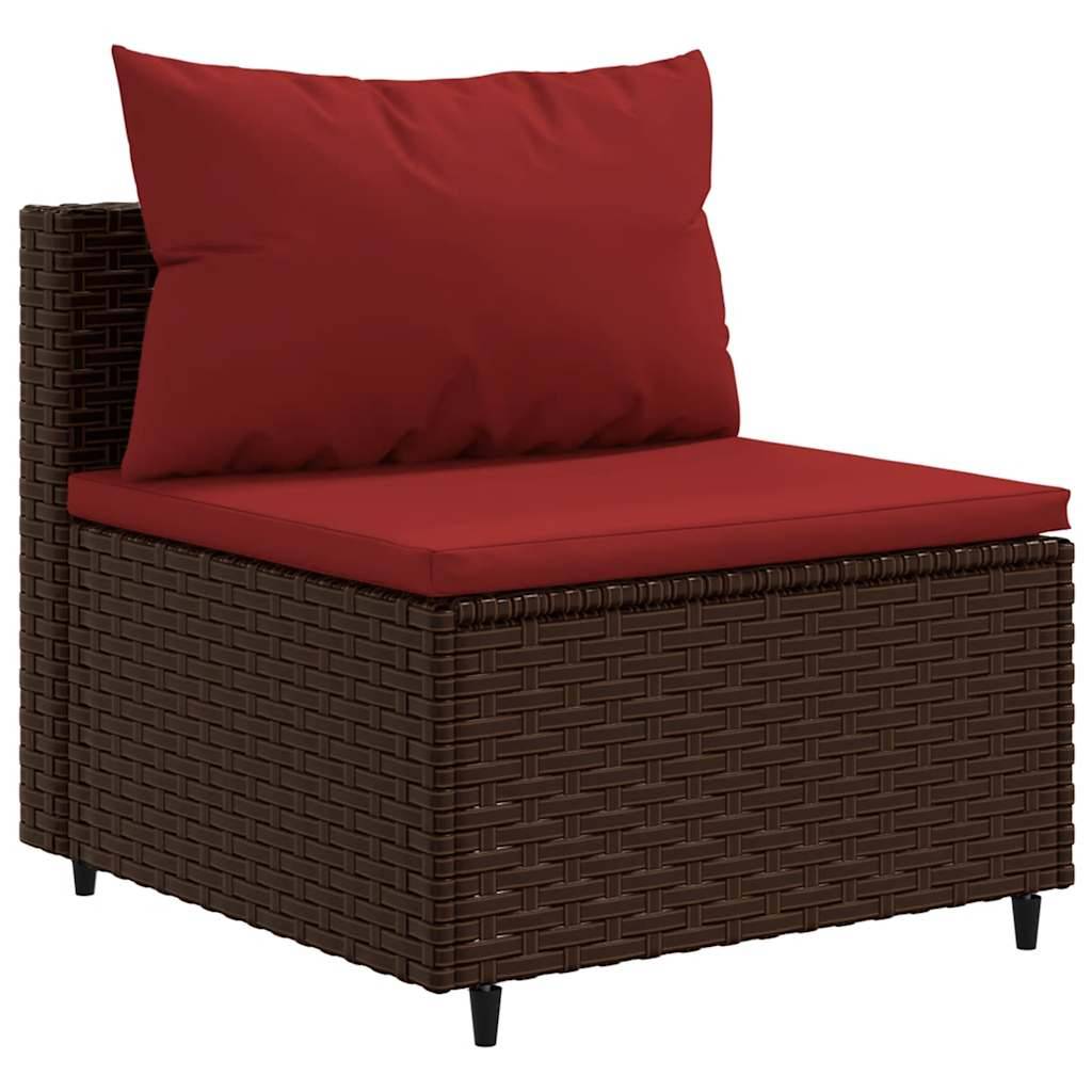 vidaXL 6-tlg. Garten-Sofagarnitur mit Kissen Braun Poly Rattan