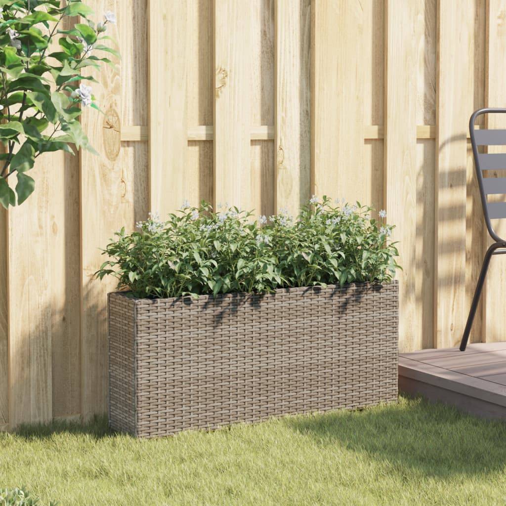 vidaXL Hochbeet mit 2 Fächern Grau 90x20x40 cm Poly Rattan