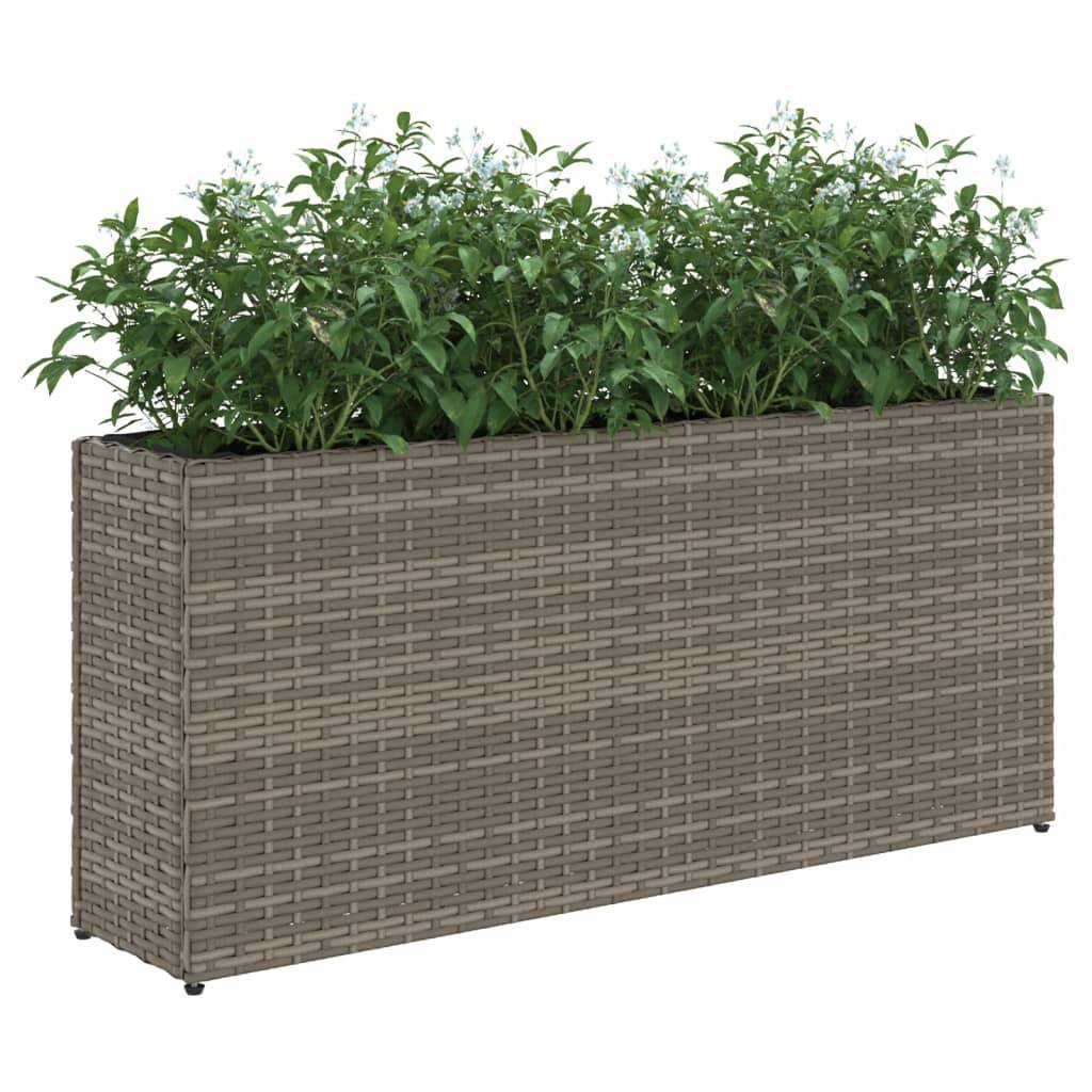 vidaXL Hochbeet mit 2 Fächern Grau 90x20x40 cm Poly Rattan