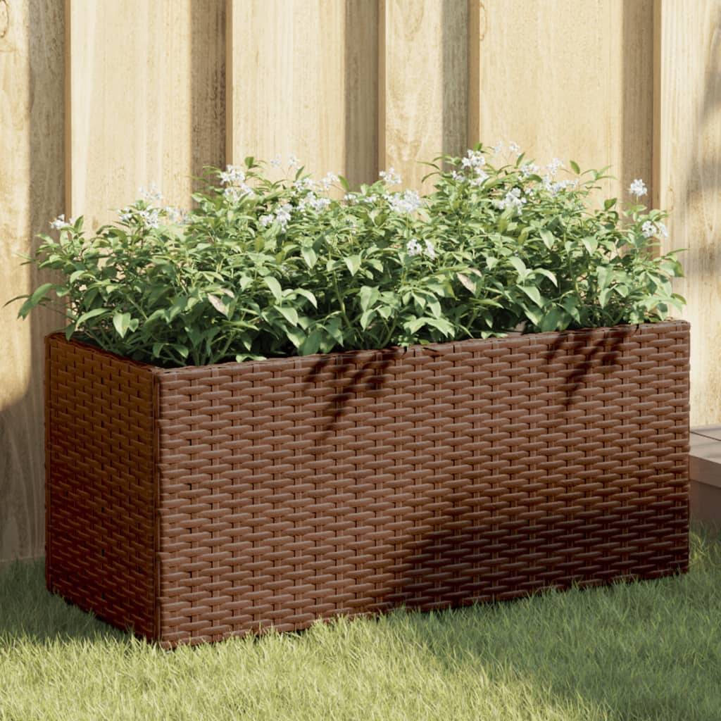 vidaXL Pflanzkübel 2 Töpfe Braun 72x30x32 cm Poly-Rattan