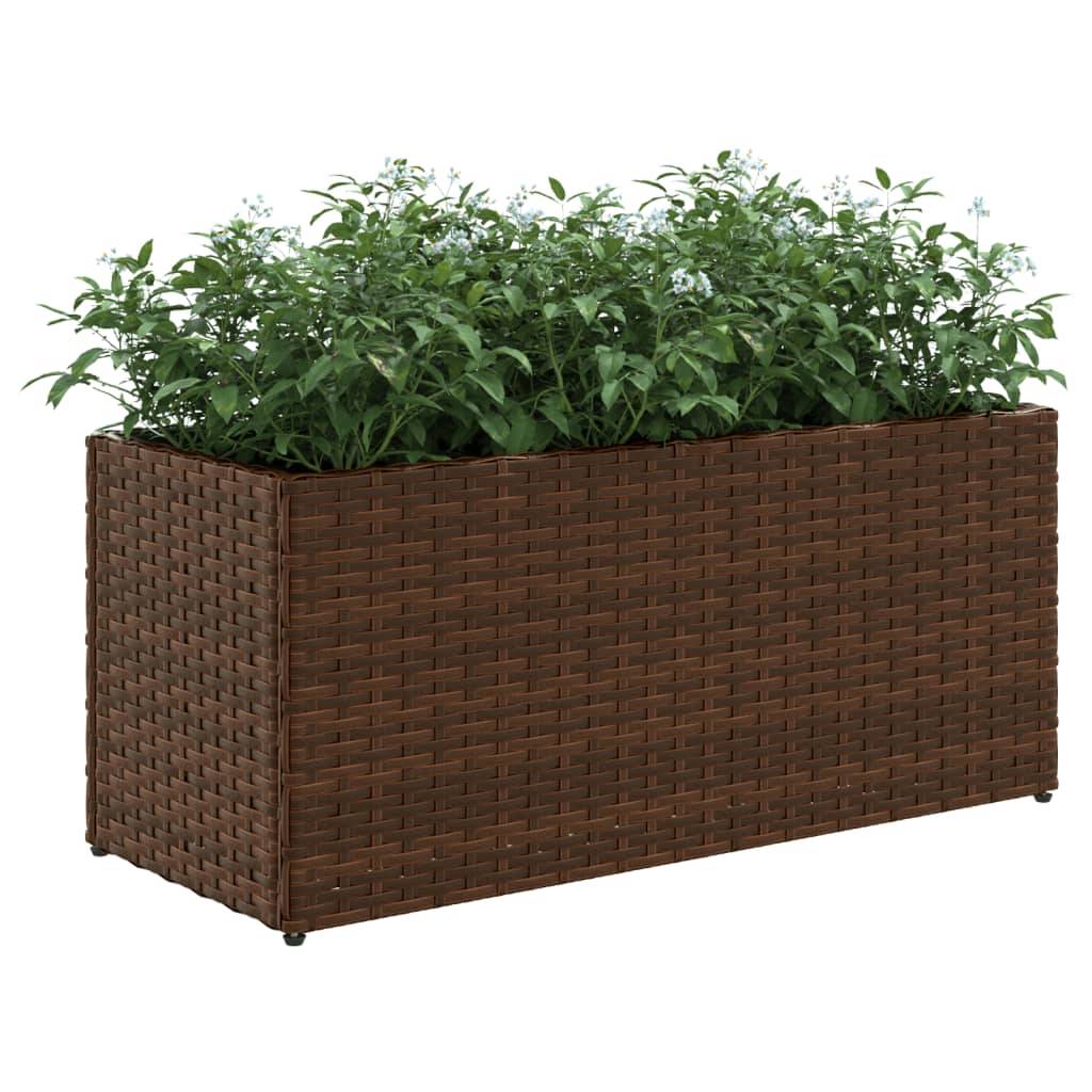 vidaXL Pflanzkübel 2 Töpfe Braun 72x30x32 cm Poly-Rattan