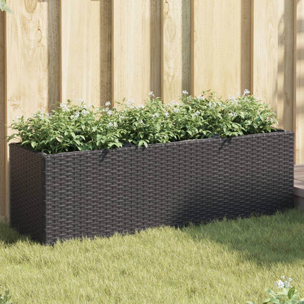 vidaXL Hochbeet mit 3 Fächern Schwarz 105x30x32 cm Poly Rattan