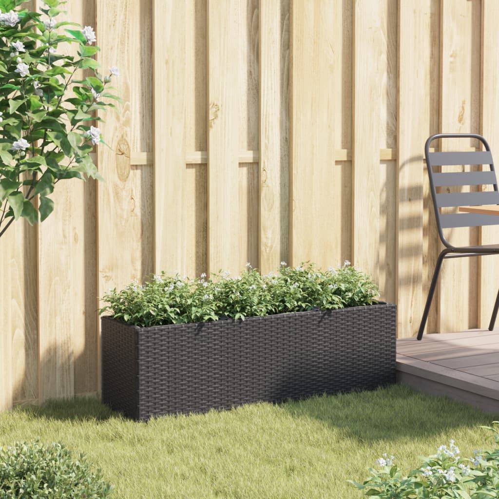 vidaXL Hochbeet mit 3 Fächern Schwarz 105x30x32 cm Poly Rattan