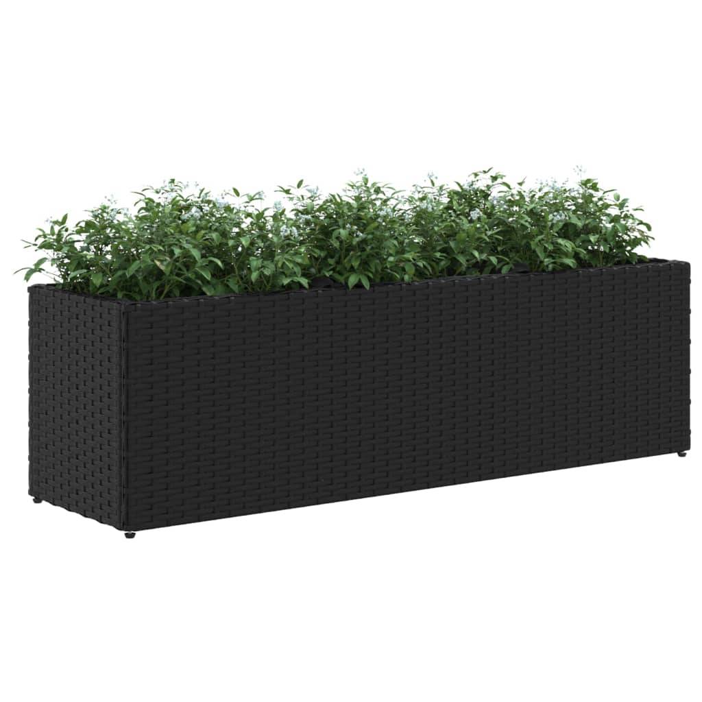 vidaXL Hochbeet mit 3 Fächern Schwarz 105x30x32 cm Poly Rattan