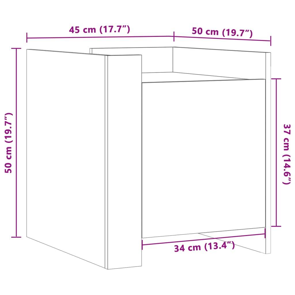 vidaXL Nachttisch Grau Sonoma 45x50x50 cm Holzwerkstoff