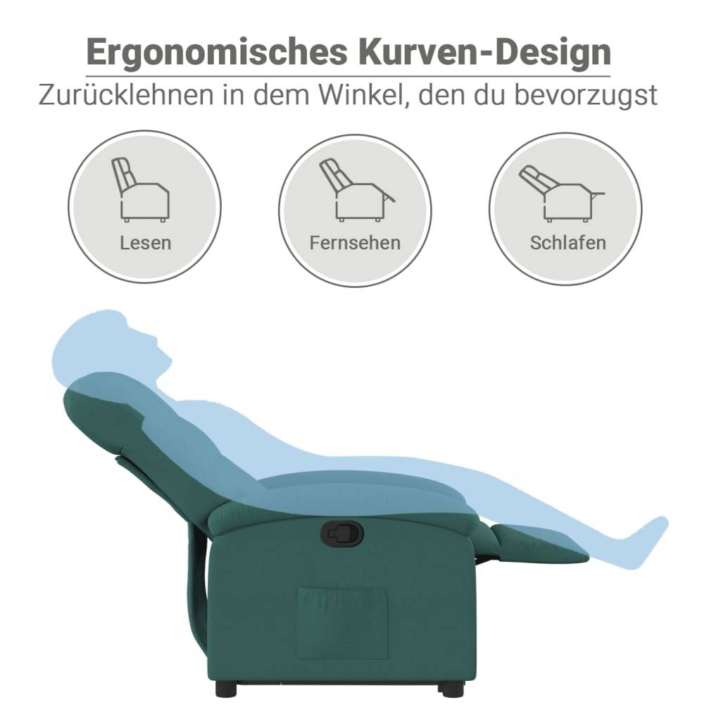 vidaXL Relaxsessel mit Aufstehhilfe Dunkelgrün Stoff