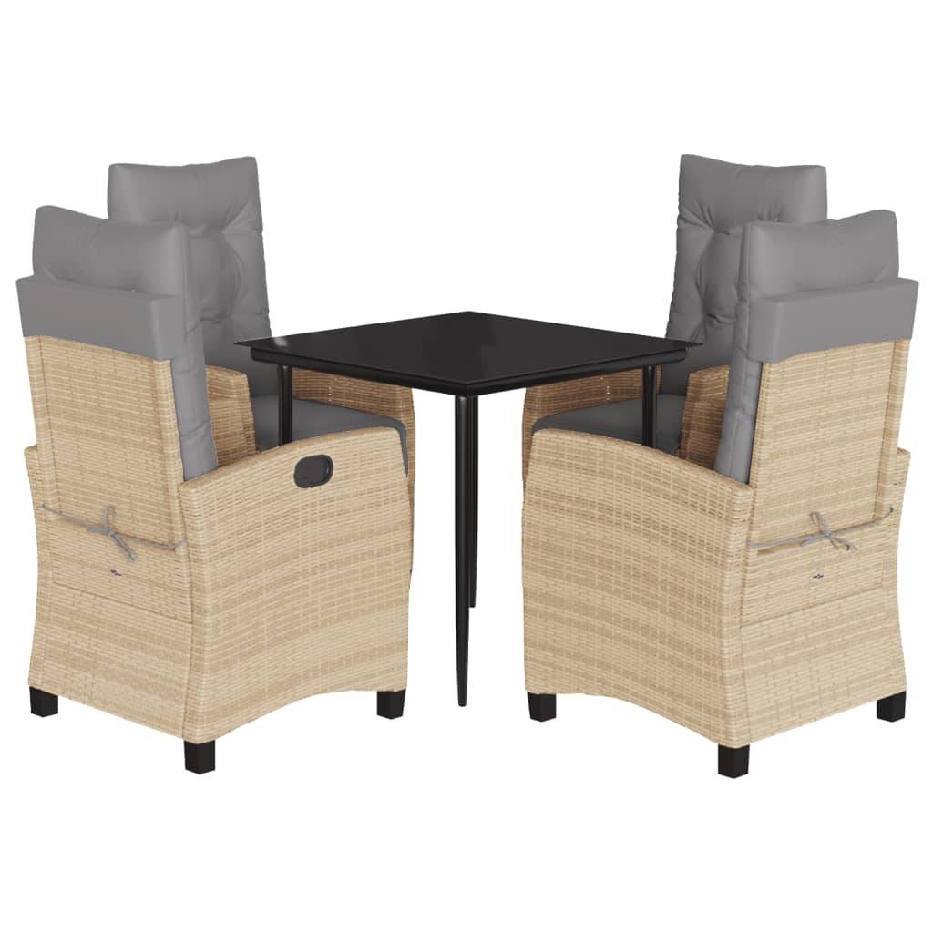vidaXL 5-tlg. Garten-Essgruppe mit Kissen Beigemischung Poly Rattan