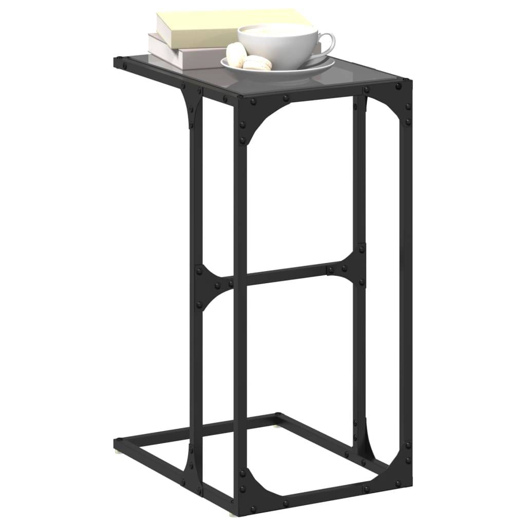 vidaXL Beistelltisch mit Glasplatte Schwarz 40x30x61,5 cm Stahl