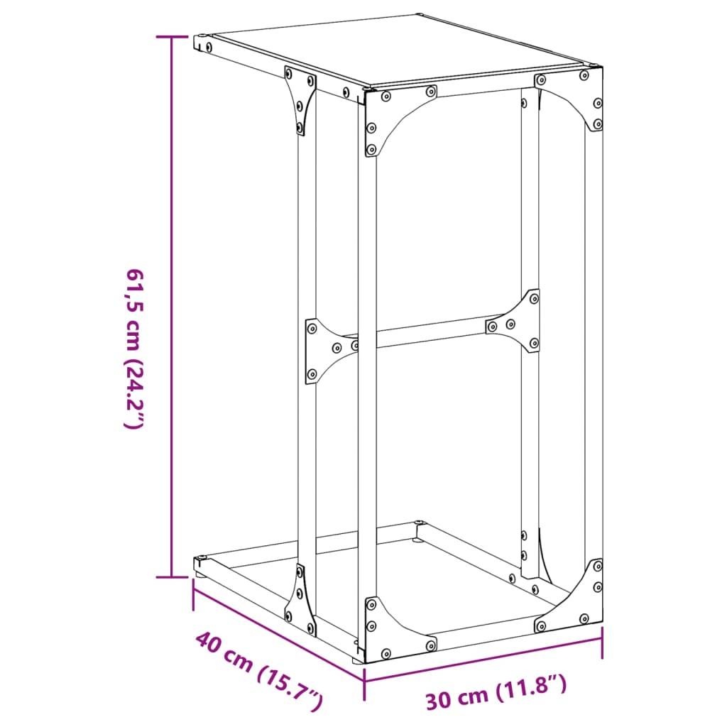 vidaXL Beistelltisch mit Glasplatte Schwarz 40x30x61,5 cm Stahl