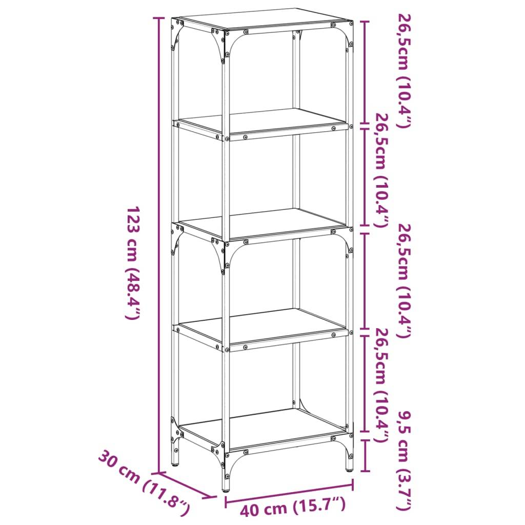 vidaXL Regal mit Glasböden Transparent 40x30x123 cm Stahl