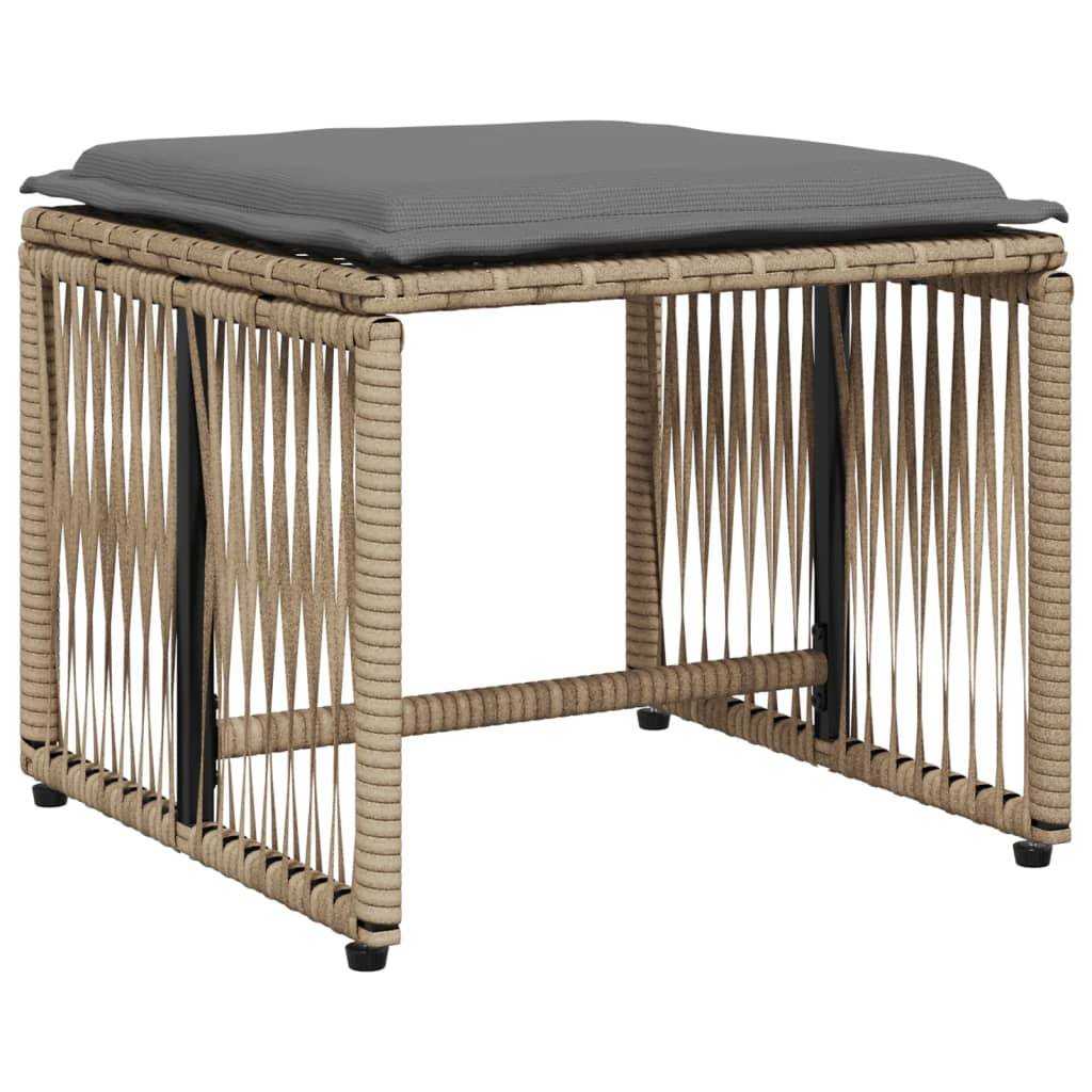 vidaXL 7-tlg. Garten-Essgruppe mit Kissen Beige Poly Rattan