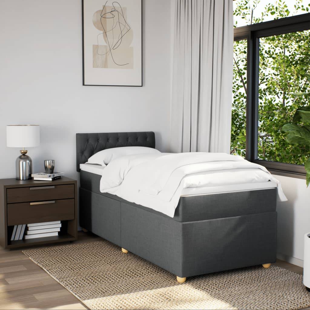 vidaXL Boxspringbett mit Matratze Dunkelgrau Stoff