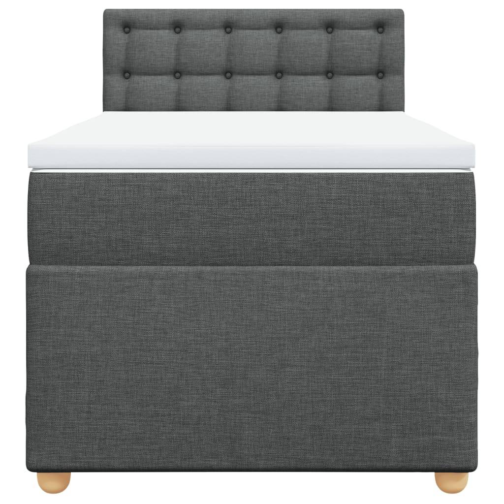 vidaXL Boxspringbett mit Matratze Dunkelgrau 90x200 cm Stoff