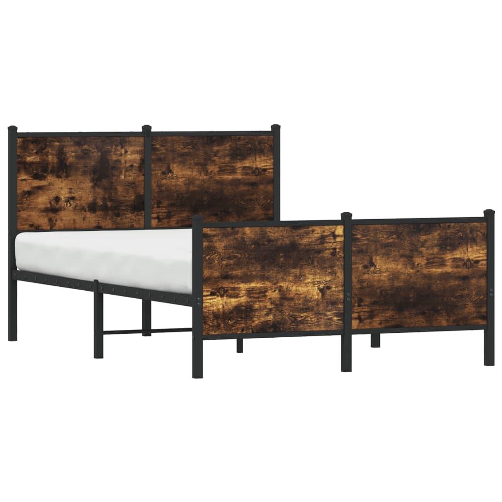 vidaXL Metallbett ohne Matratze Räuchereiche 120x200 cm