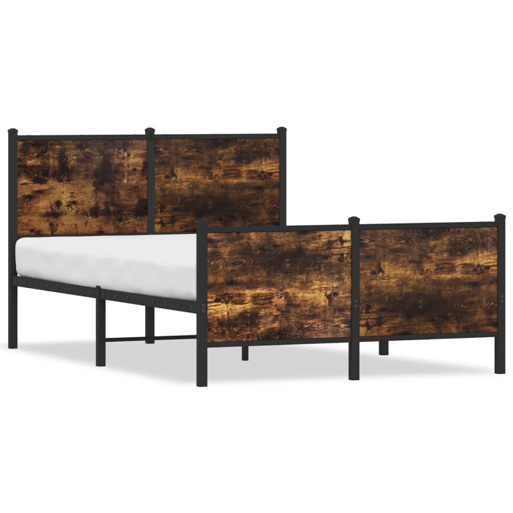 vidaXL Metallbett ohne Matratze Räuchereiche 120x200 cm