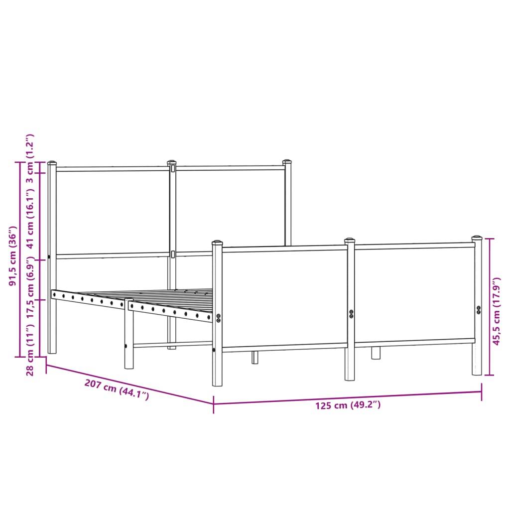 vidaXL Metallbett ohne Matratze Räuchereiche 120x200 cm