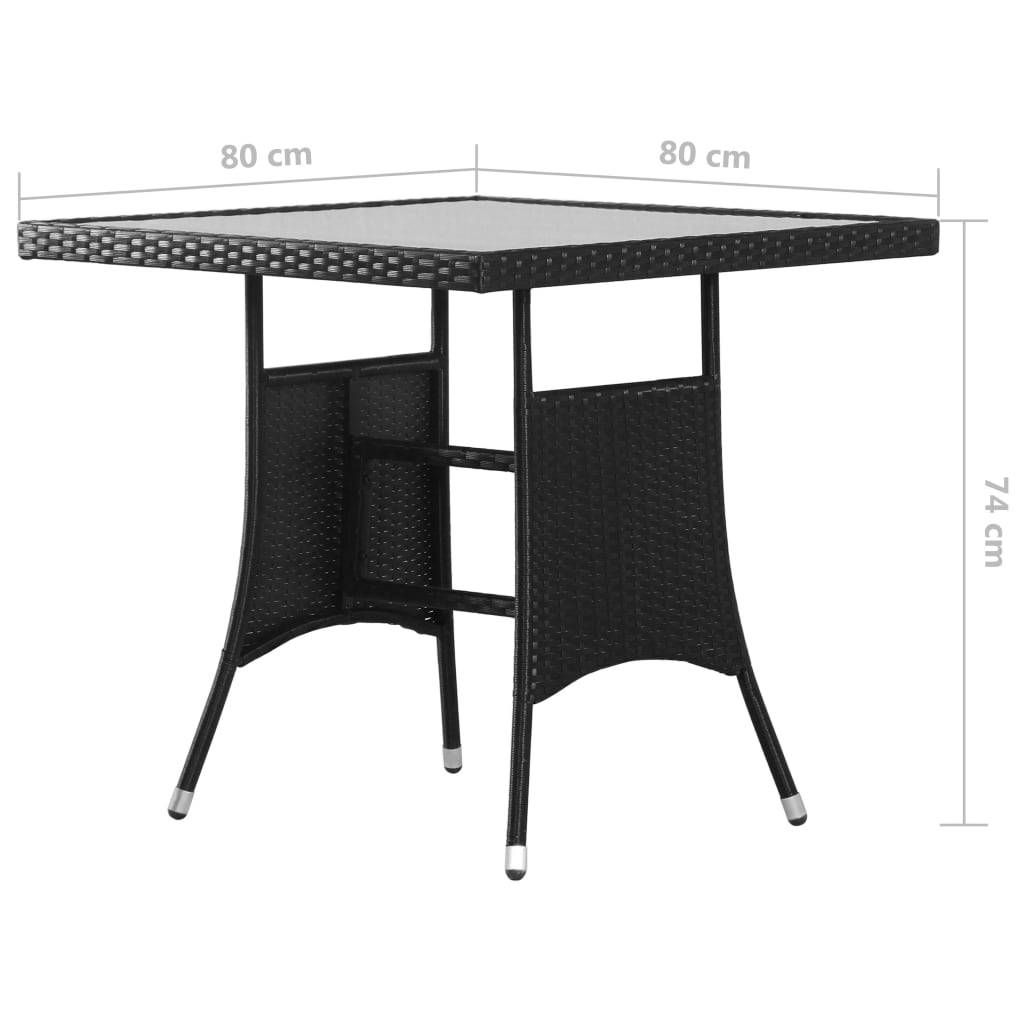 vidaXL Gartentisch Schwarz 80 x 80 x 74 cm Poly Rattan