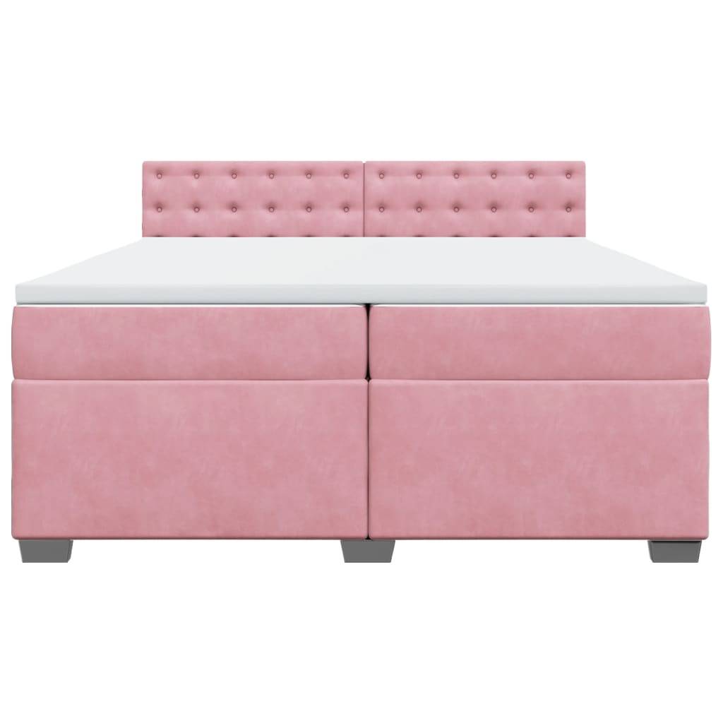 vidaXL Boxspringbett mit Matratze Rosa 200x200 cm Samt