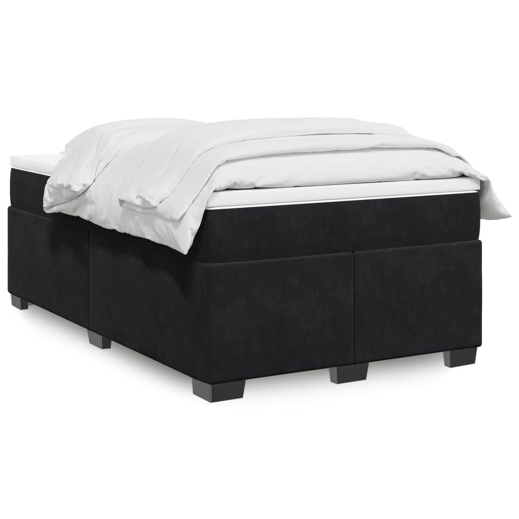 vidaXL Boxspringbett mit Matratze Schwarz 120x190 cm Samt