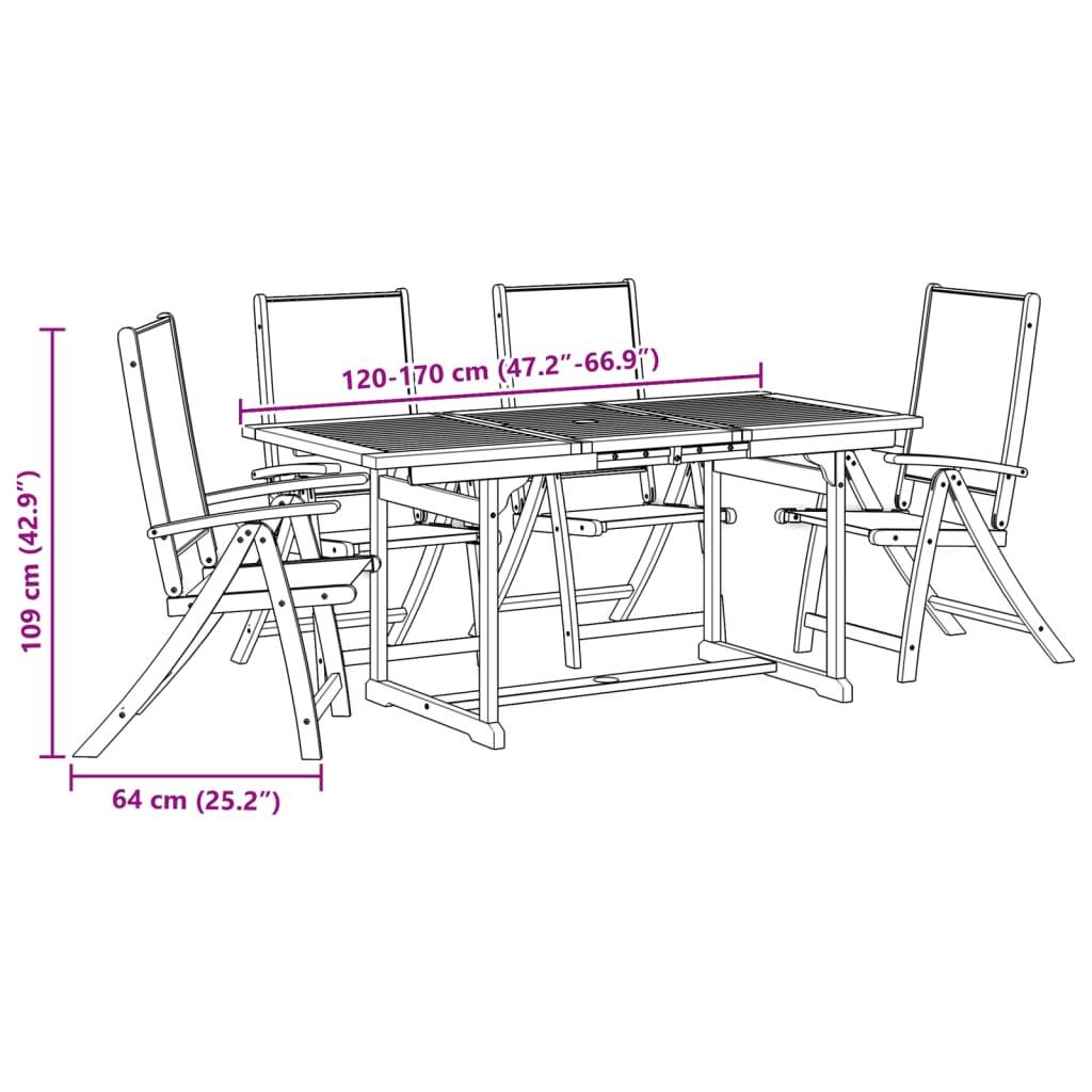 vidaXL 5-tlg. Garten-Essgruppe Massivholz Akazie und Textilene