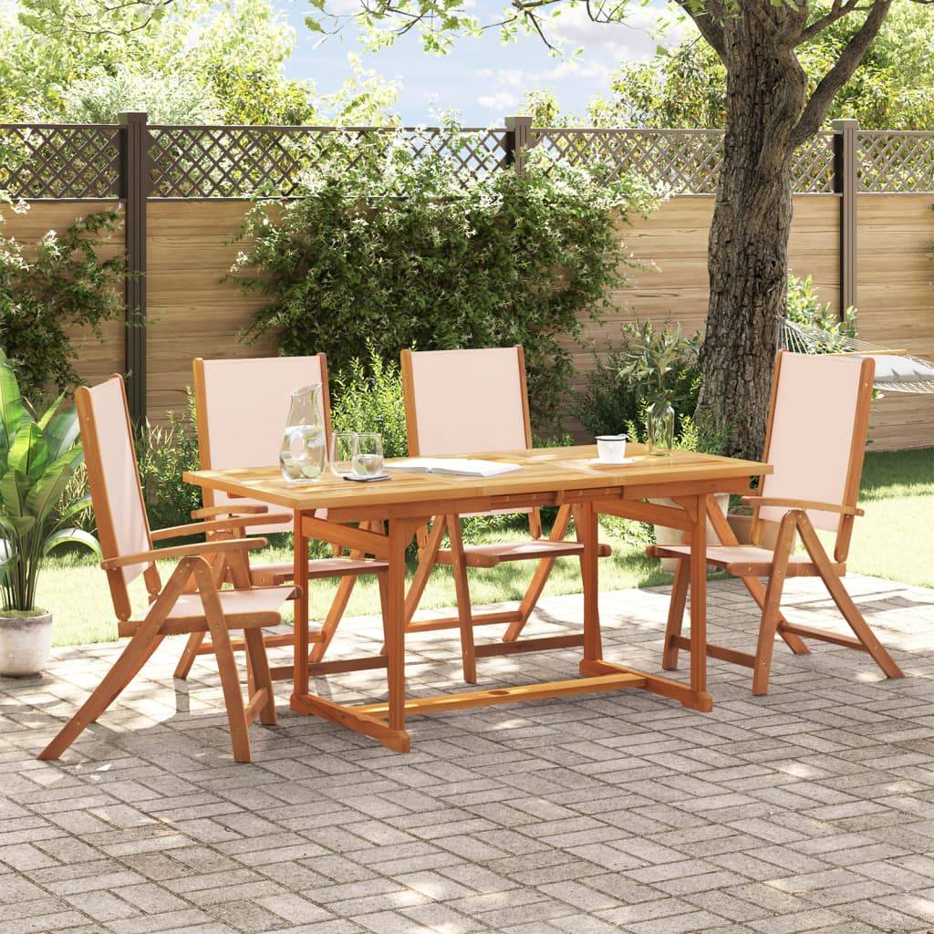 vidaXL 5-tlg. Garten-Essgruppe Massivholz Akazie und Textilene