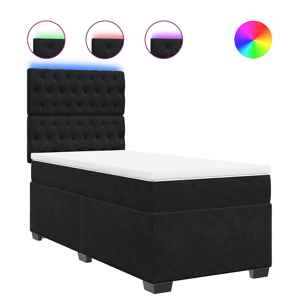 vidaXL Boxspringbett mit Matratze Schwarz 100x200 cm Samt