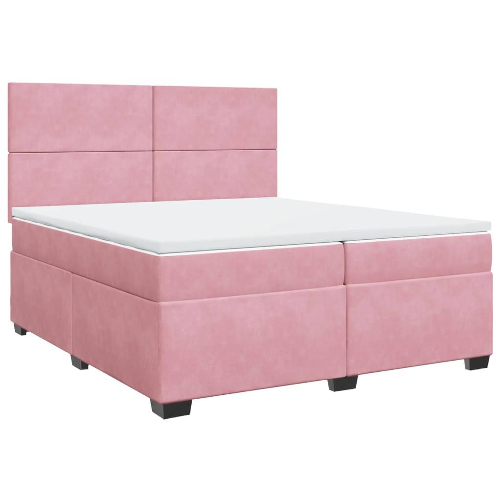 vidaXL Boxspringbett mit Matratze Rosa 200x200 cm Samt