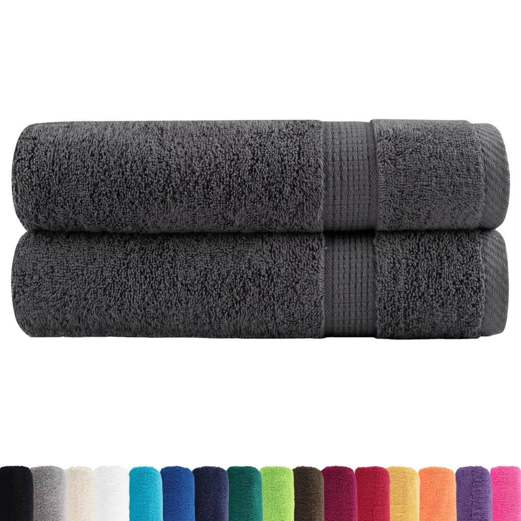 vidaXL Premium-Duschtücher SOLUND 2 Stk. Anthrazit 70x140 cm 600 g/m²