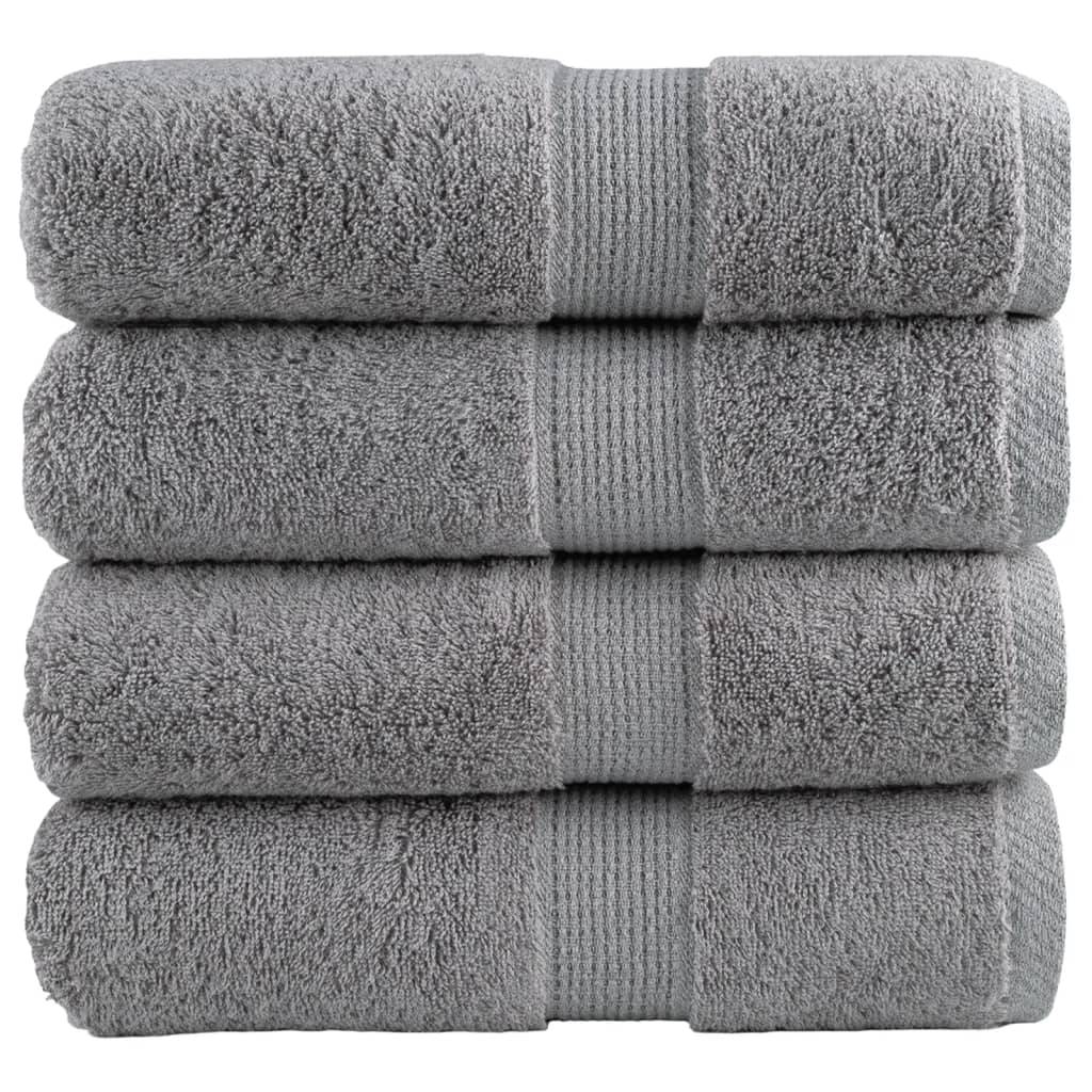 vidaXL Premium-Gästetücher SOLUND 4 Stk. Grau 30x50 cm 600 g/m²