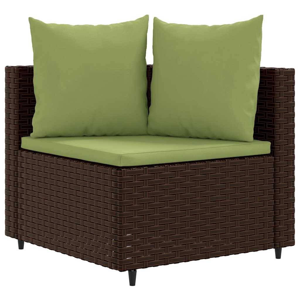 vidaXL 6-tlg. Garten-Sofagarnitur mit Kissen Braun Poly Rattan
