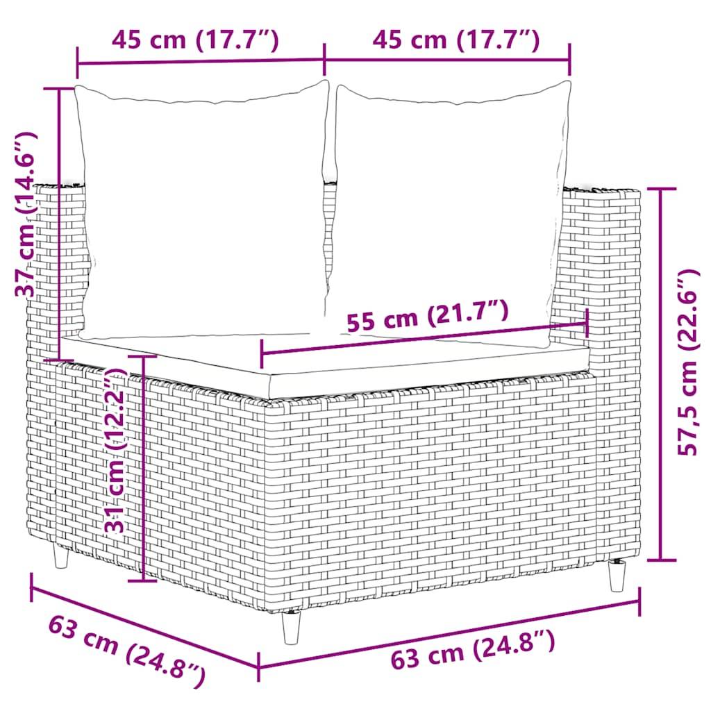 vidaXL 9-tlg. Garten-Sofagarnitur mit Kissen Braun Poly Rattan
