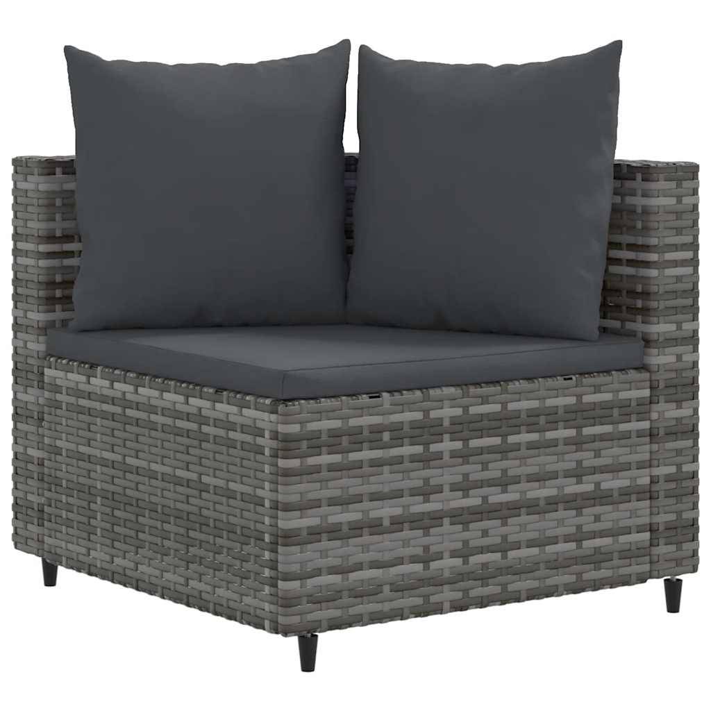 vidaXL 7-tlg. Garten-Sofagarnitur mit Kissen Grau Poly Rattan