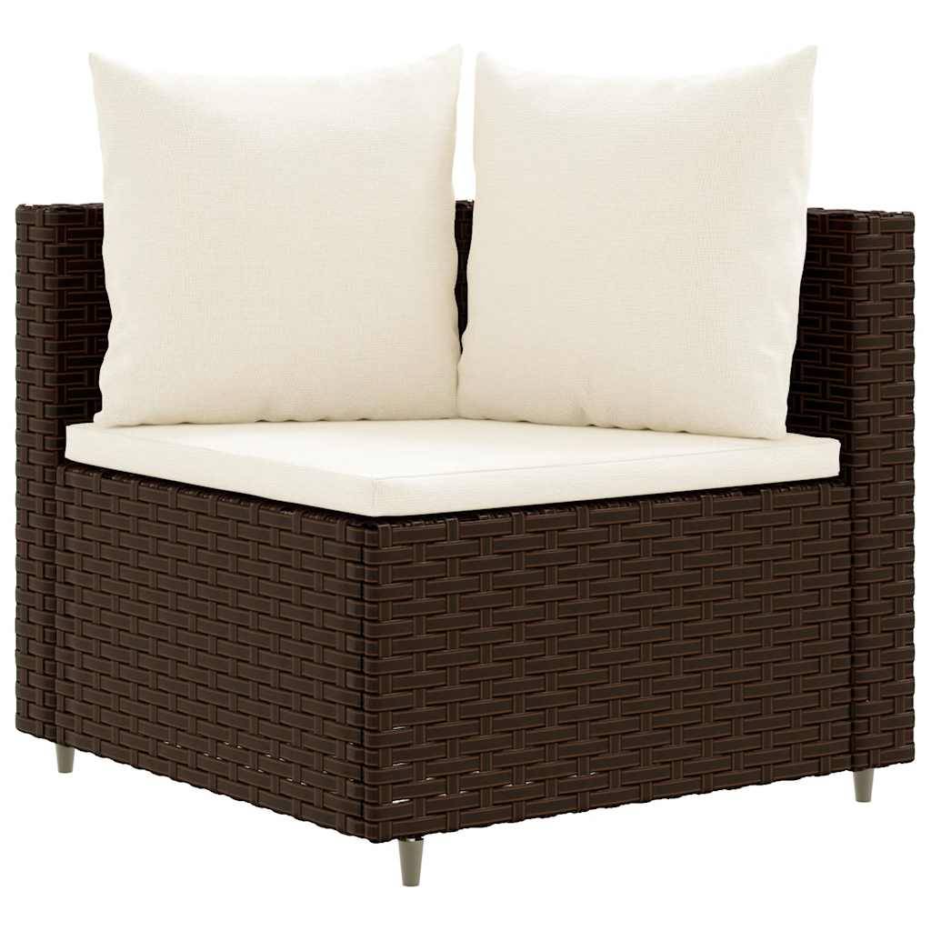 vidaXL 8-tlg. Garten-Sofagarnitur mit Kissen Braun Poly Rattan