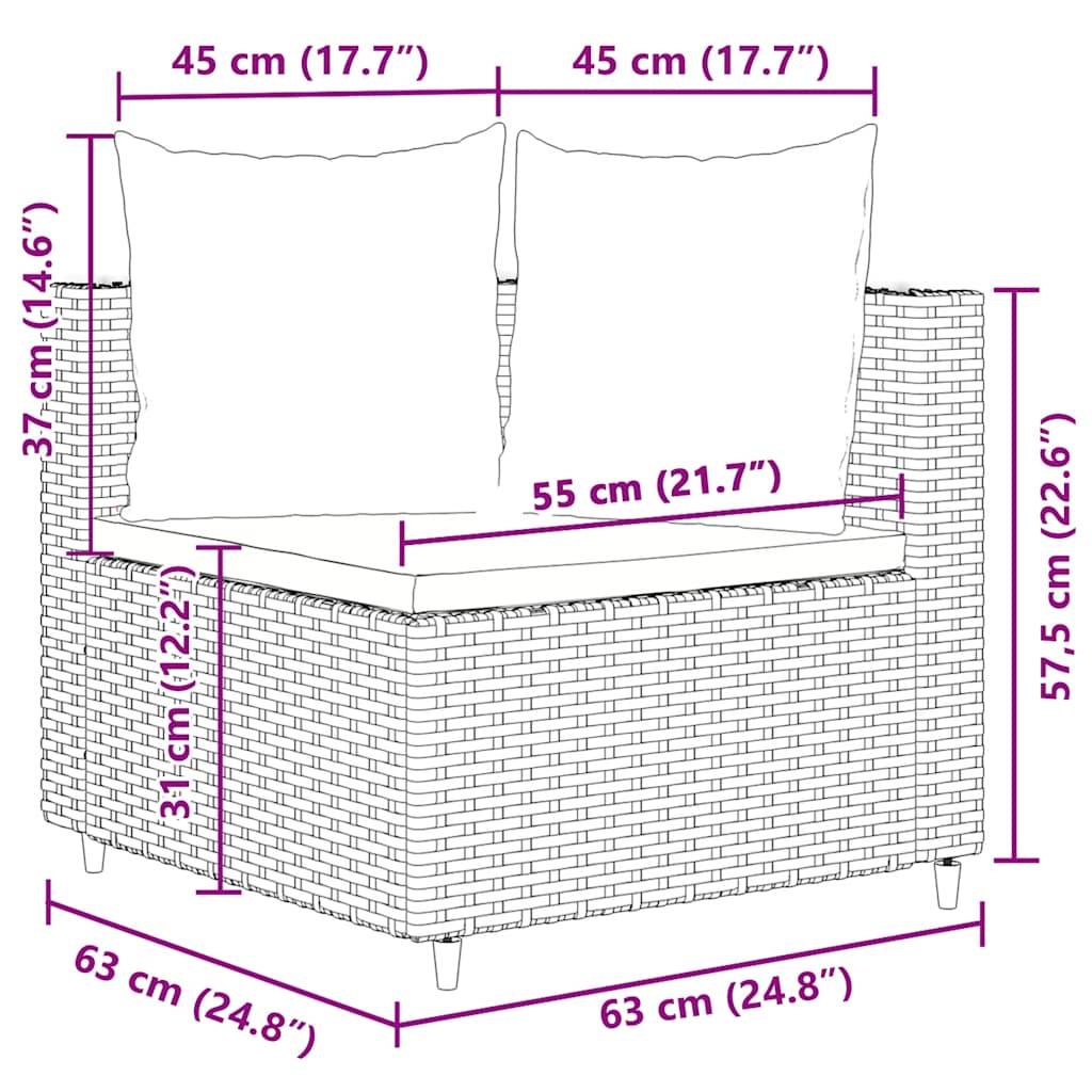 vidaXL 8-tlg. Garten-Sofagarnitur mit Kissen Braun Poly Rattan