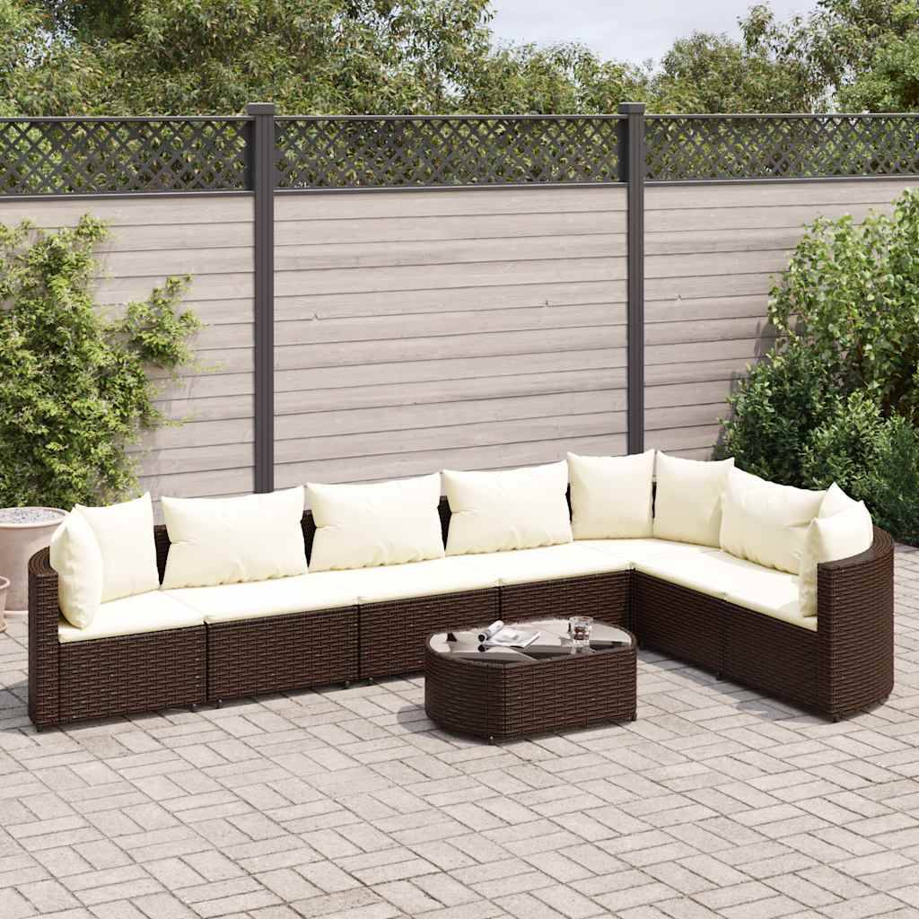 vidaXL 8-tlg. Garten-Sofagarnitur mit Kissen Braun Poly Rattan