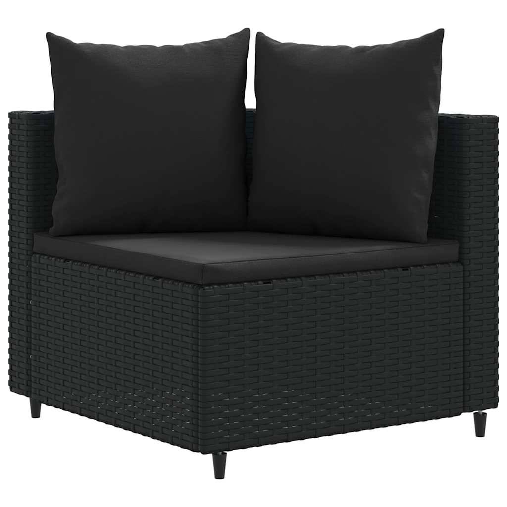 vidaXL 5-tlg. Garten-Sofagarnitur mit Kissen Schwarz Poly Rattan