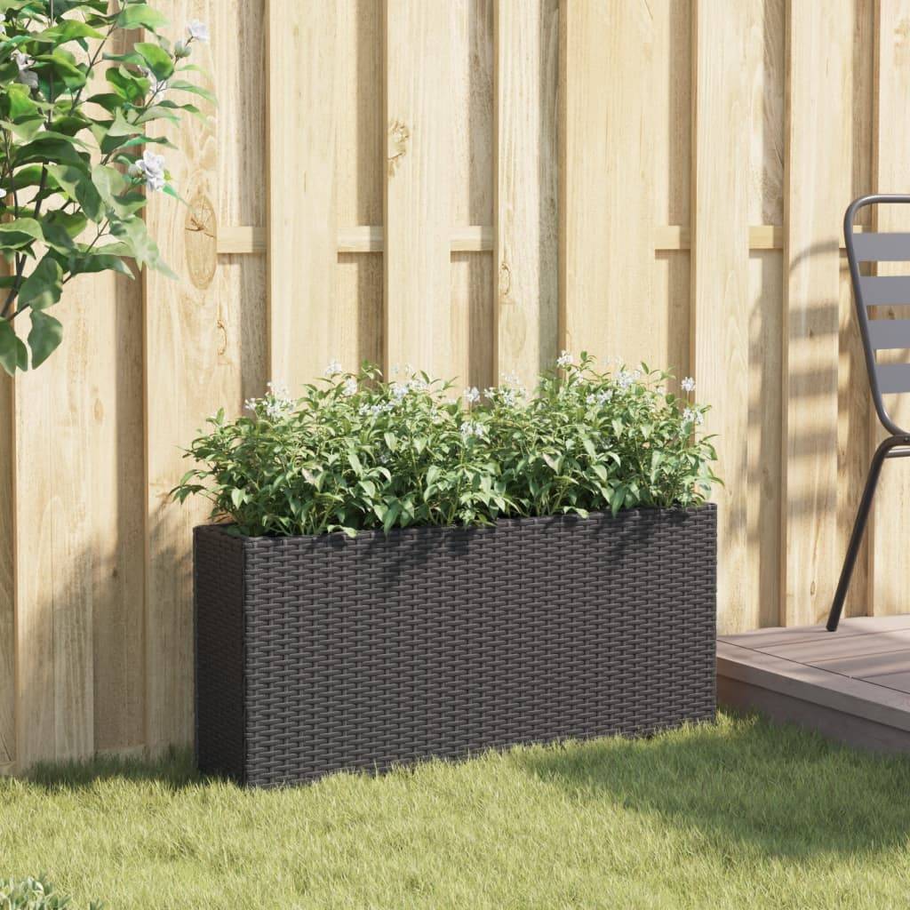 vidaXL Hochbeet mit 2 Fächern Schwarz 90x20x40 cm Poly Rattan