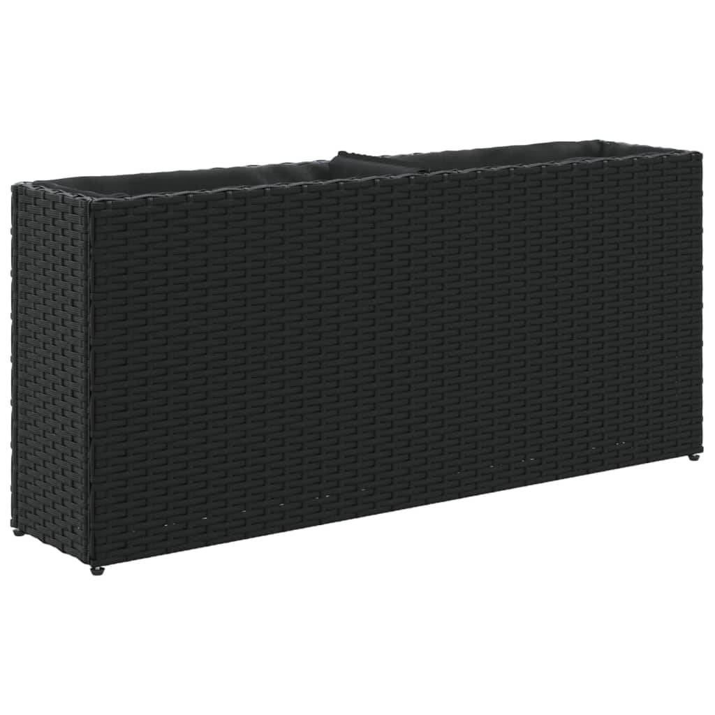 vidaXL Hochbeet mit 2 Fächern Schwarz 90x20x40 cm Poly Rattan