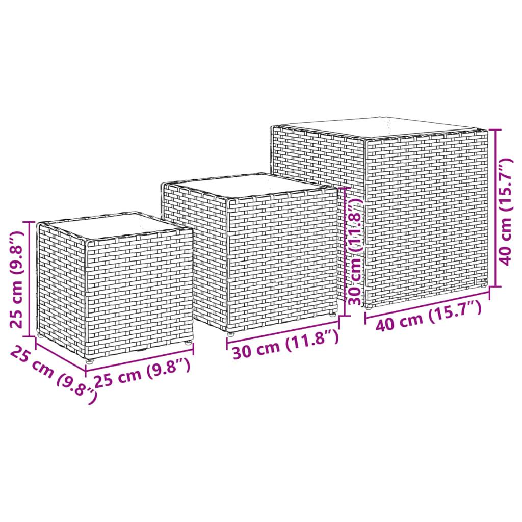 vidaXL Pflanzkübel 3 Stk. Grau Poly Rattan
