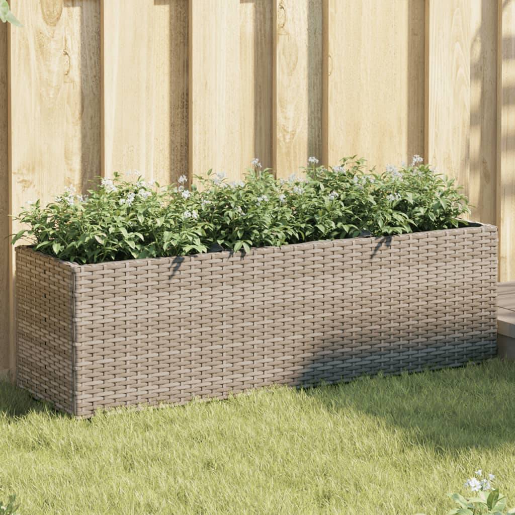 vidaXL Hochbeet mit 3 Fächern Grau 105x30x32 cm Poly Rattan